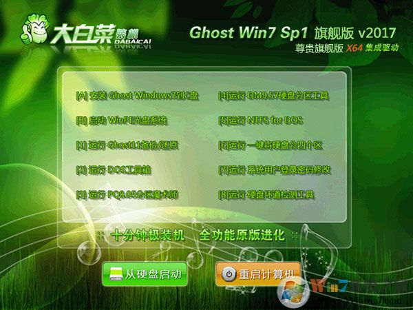 大白菜Win7系統GHOST WIN7 64位尊貴旗艦版V2017.12