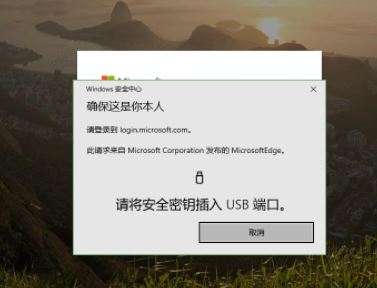 win10 1903使用Edge訪問微軟網站提示:請將安全密鑰插入USB端口 的解決方法