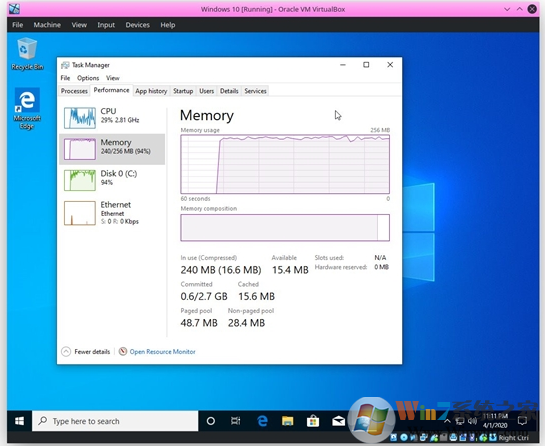 Win10最小多少內存可以運行？測試發現512M也可以運行！