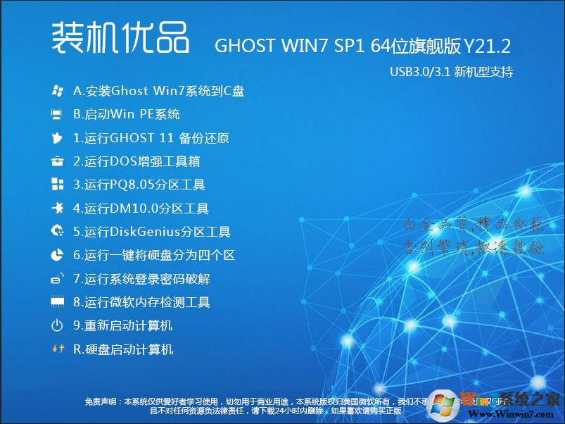 裝機優品Ghost Win7 64位旗艦版(集成USB3.0驅動+NVMe硬盤)V2020