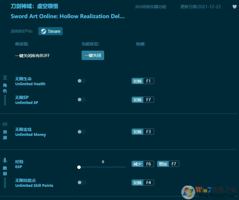 刀劍神域虛空領悟六項修改器 v1.6.58