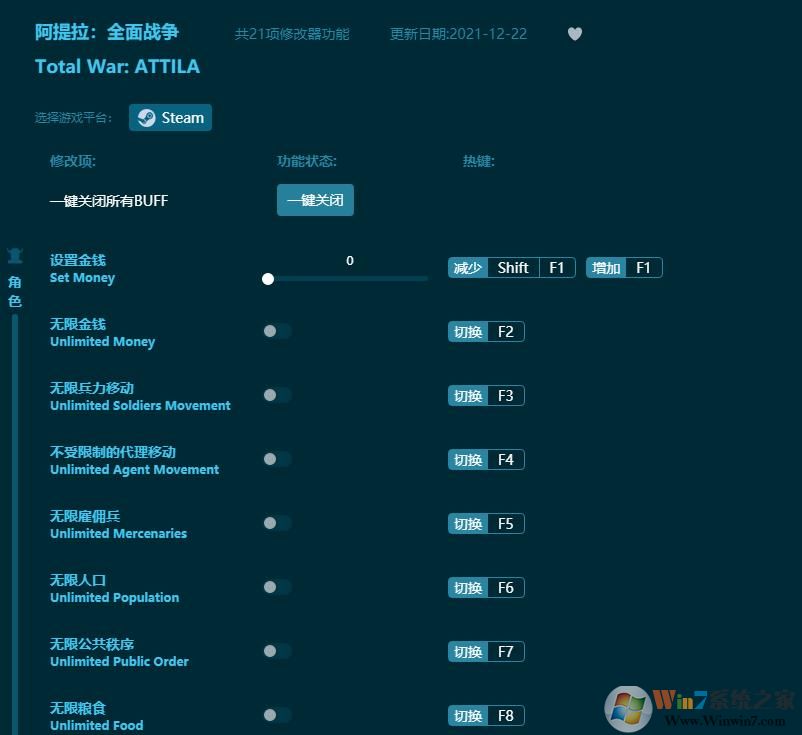 阿提拉全面戰爭二十一項修改器 v2022