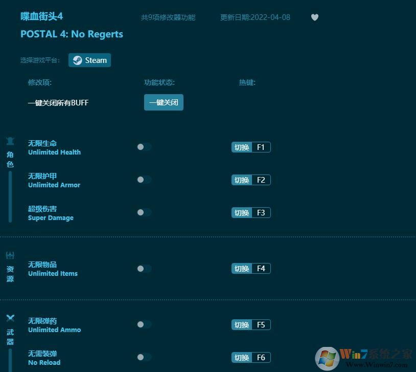 喋血街頭4九項修改器 v2022最新可用版