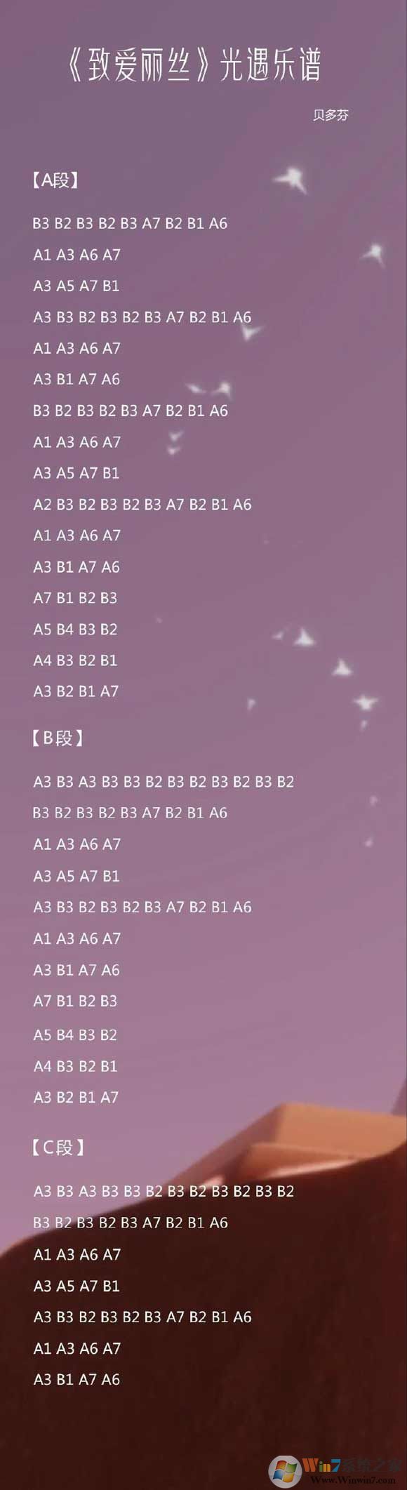 光遇簡譜《致愛麗絲》怎么彈?光遇簡譜大全