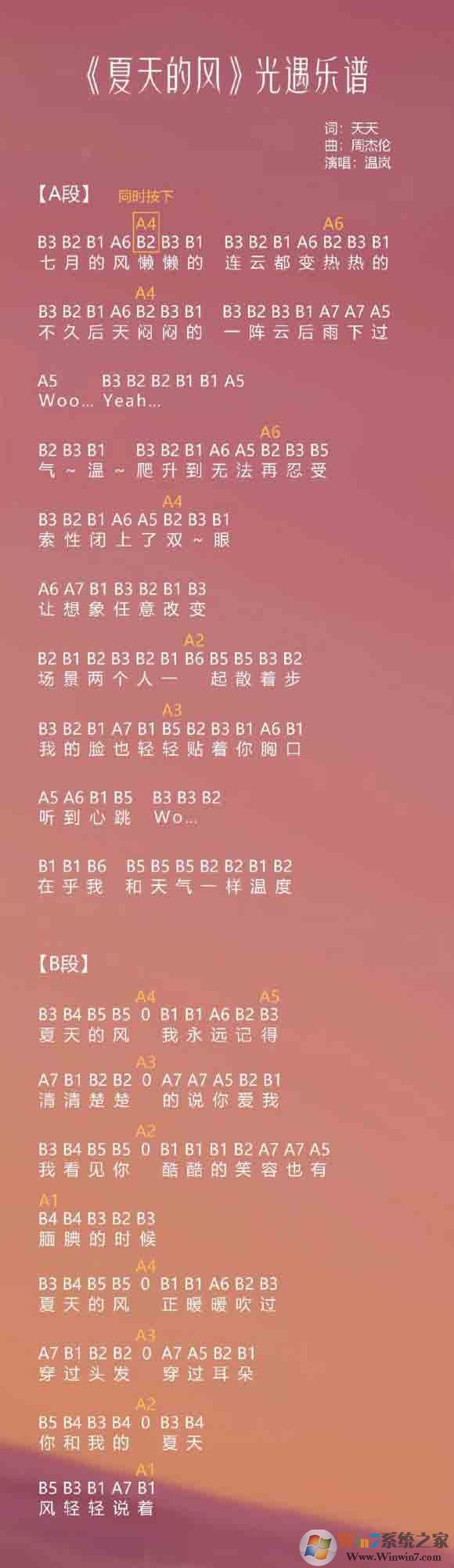 光遇簡譜《夏天的風》怎么彈？光遇簡譜大全