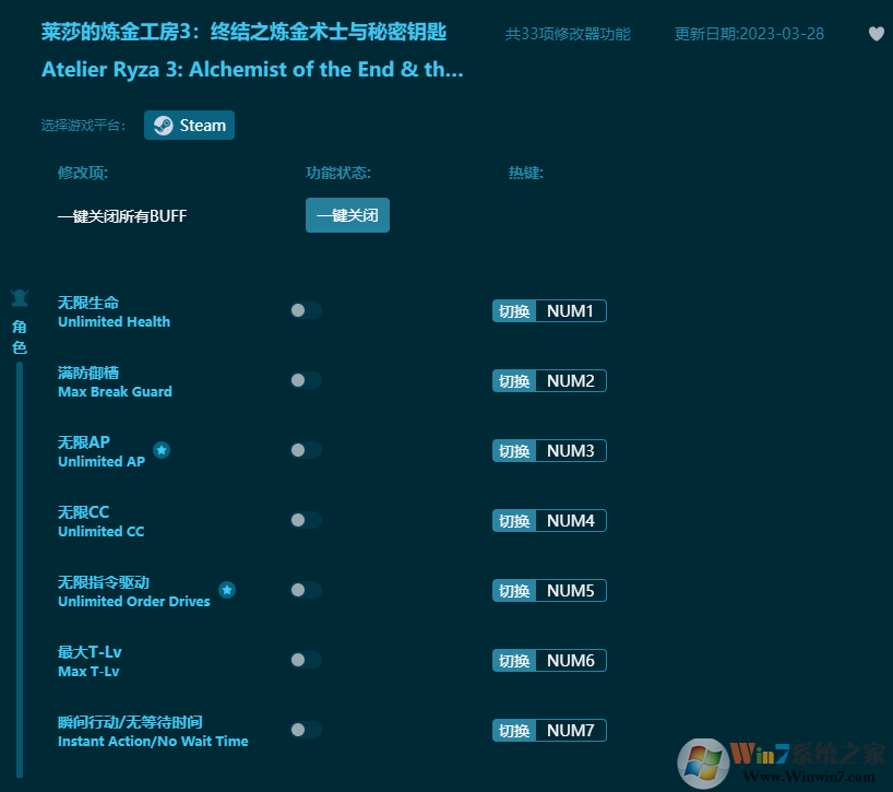 萊莎的煉金工房3終結之煉金術士與秘密鑰匙三十三項修改器 v2023最新版