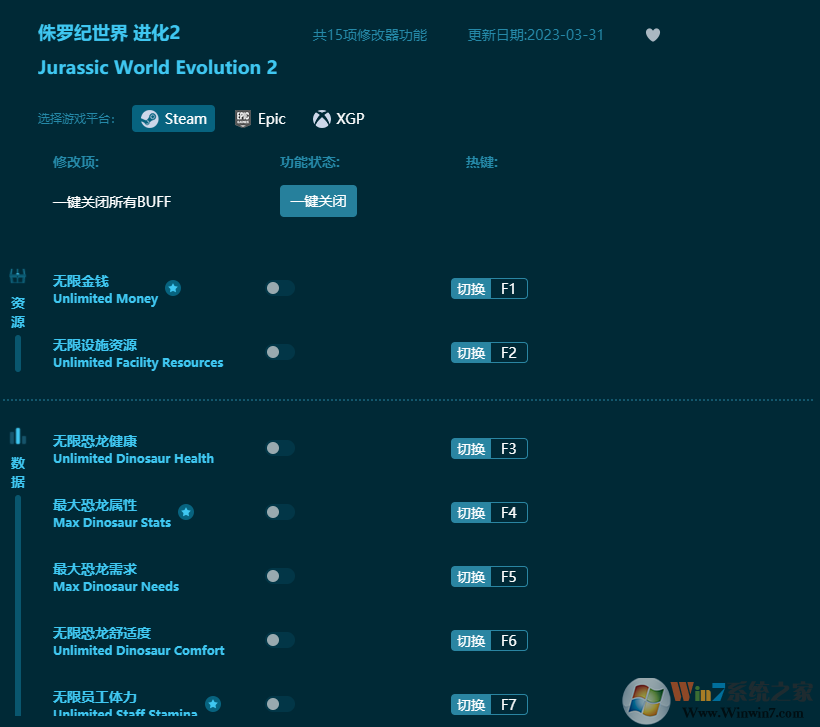 侏羅紀世界進化2十五項修改器 v2023最新版