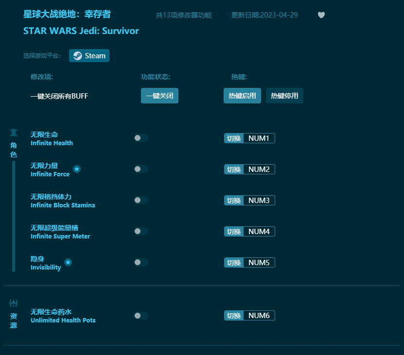 星球大戰絕地幸存者十三項修改器 v2023最新版