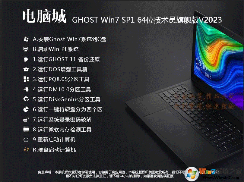 電腦城WIN7 64位技術員專用旗艦版(新機型,USB3.0,NVME,深度優化)V2019